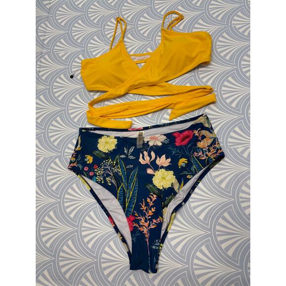 NEW Cupshe wrap up top high waisted bikini sets two piece swimsuit size X-large - Picture 4 of 8